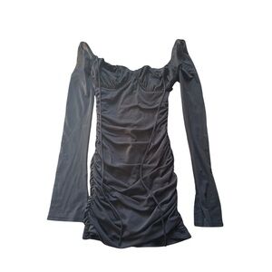 Garage Black Ruched Mini Dress